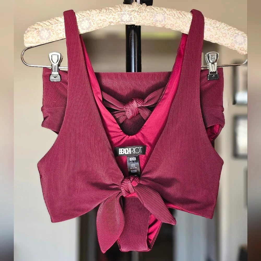 Beach Riot Dallas Ribbed Bikini Set Purple Plum - Picture 1 of 7